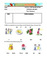 Đề và đáp án kiểm tra giữa học kì I Tiếng anh lớp 2